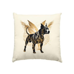 Kissen mit Dark Golden American Bully Angel Design – 40x40 cm – Natur