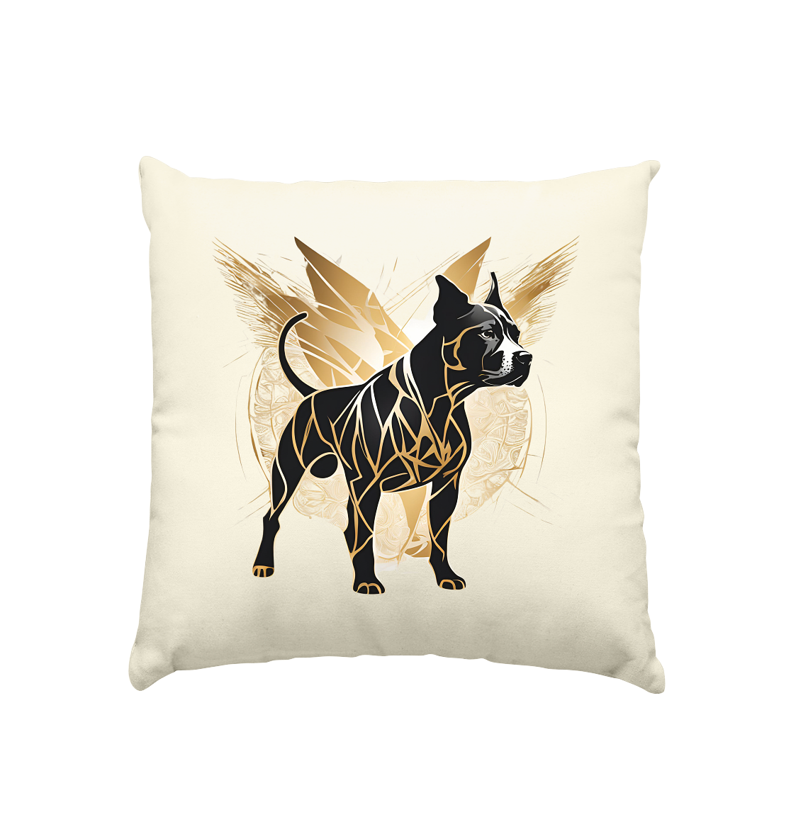 Kissen mit Dark Golden American Bully Angel Design – 40x40 cm – Natur