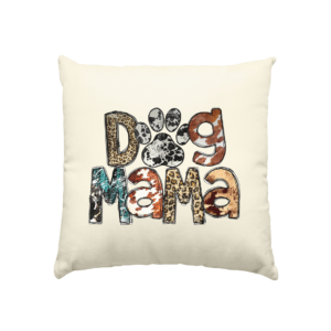Das „DogMama Leo Look“ Kissen mit hochwertigem Kissenbezug in Naturfarben und REACH-zertifiziert. 40x40 cm, strukturierte Oberfläche, umweltfreundliche Verpackung – ideal für Hundemamas!