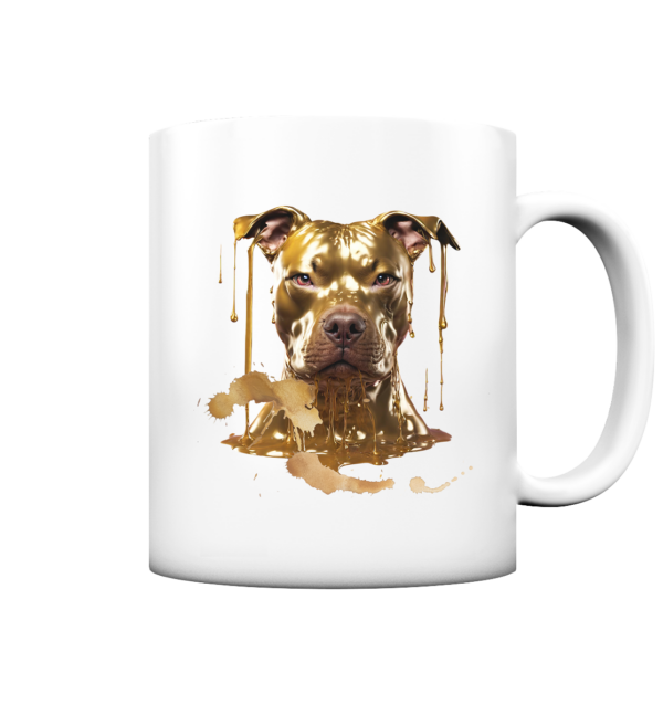 "American Bully Gold" Keramiktasse – Edles Design mit Caramel-Guss Portrait