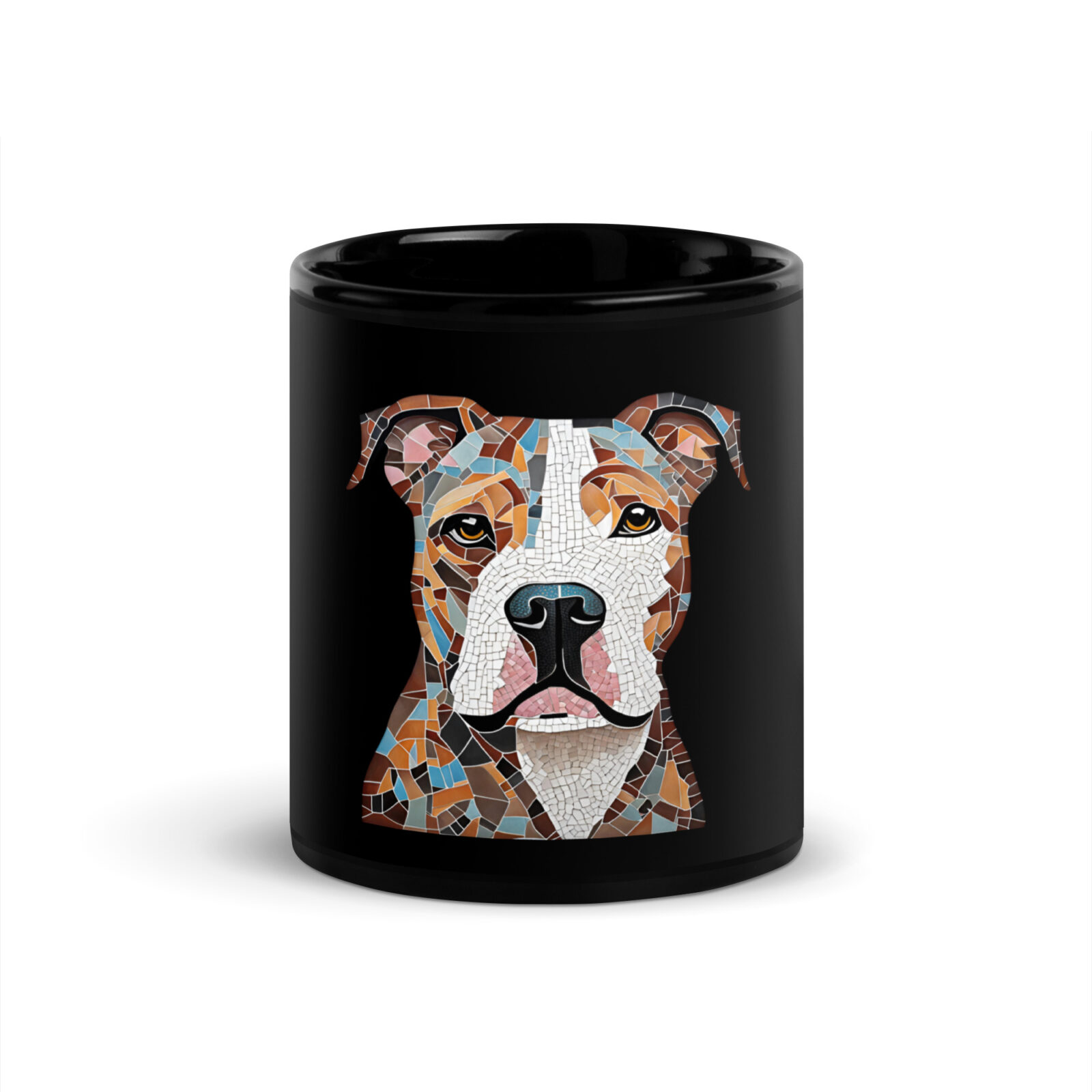 American Bully Schwarze glänzende Tasse Mosaik – Bild 5