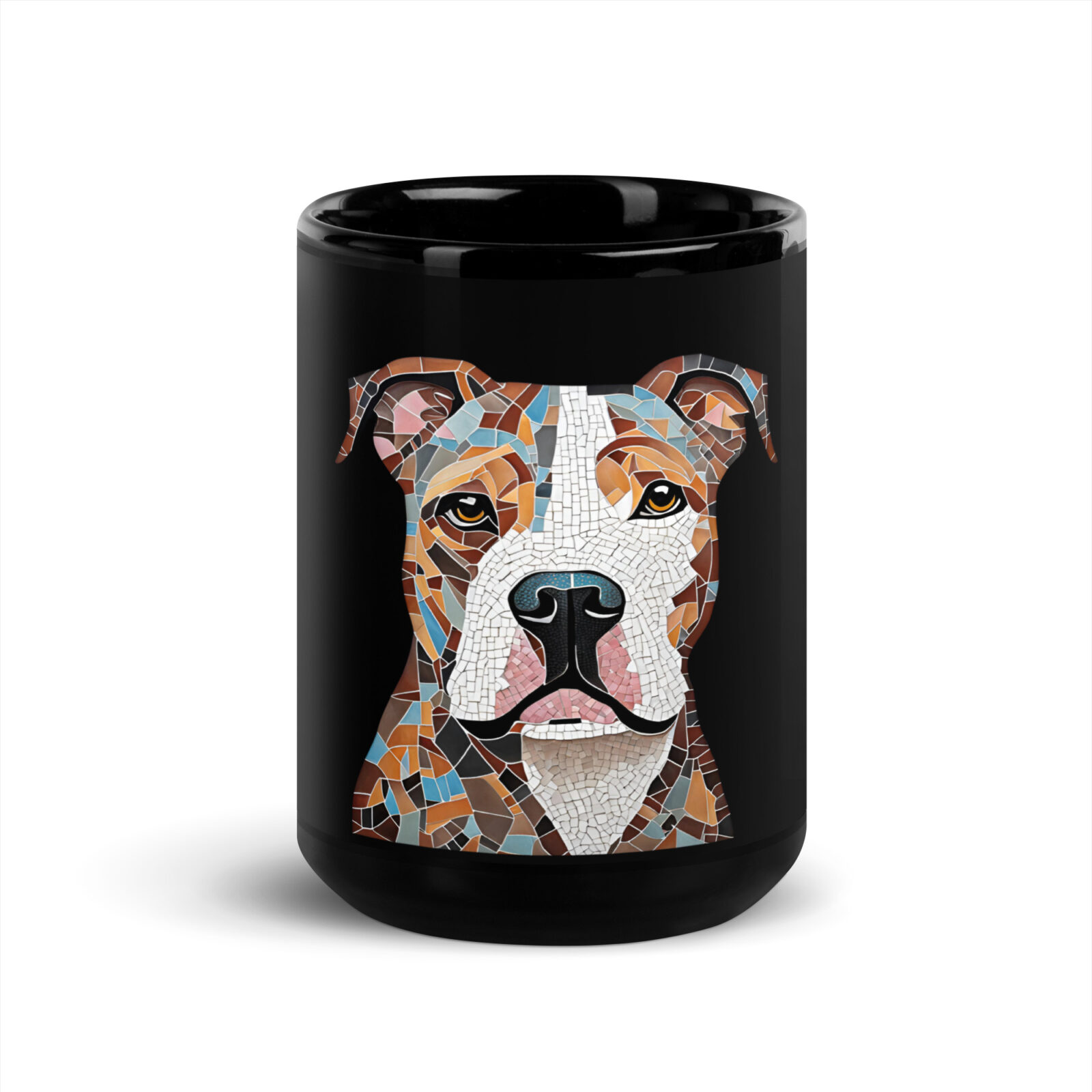 American Bully Schwarze glänzende Tasse Mosaik – Bild 4