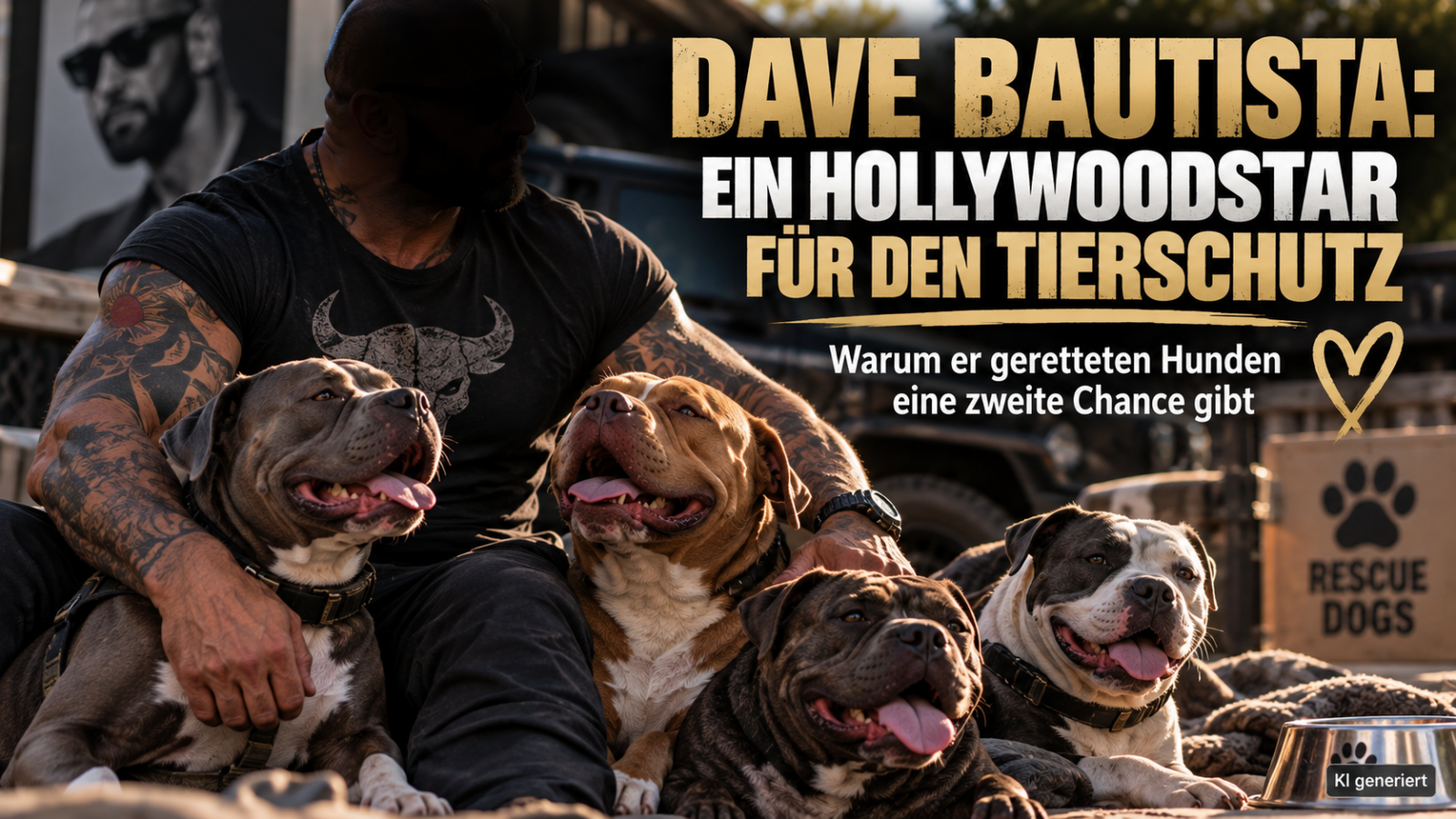 Dave Bautista: Warum sich der Hollywoodstar für Hunde aus dem Tierschutz einsetzt
